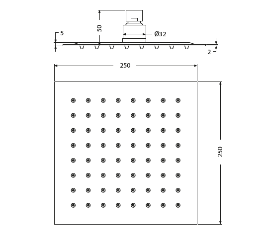 ULTRA THIN SHOWER 250 MM SQUARE - HINDWARE FAUCETS -  ( POLISHED CHROME - GEOMETRIC SHOWERS - 250x250 mm - 10inchx10inch )