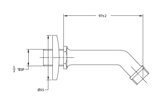 SHOWER ARM WITH WALL FLANGE - HINDWARE FAUCETS -  ( POLISHED CHROME - SHOWER ARM - 0x0 mm - 0inchx0inch )