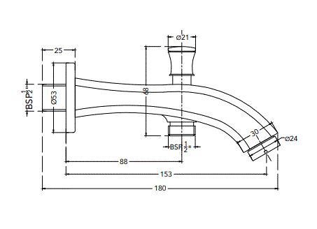 BATH TUB SPOUT WITH TIP-TON - HINDWARE FAUCETS - ( POLISHED CHROME - ARMADA-GLAMOUR - 0x15 mm - 0inchX0.5inch )