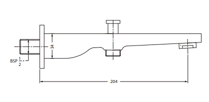BATH TUB SPOUT WITH TIP-TON - HINDWARE FAUCETS - ( POLISHED CHROME - EDGE-GEOMETRIC - 0x15 mm - 0inchX0.5inch )