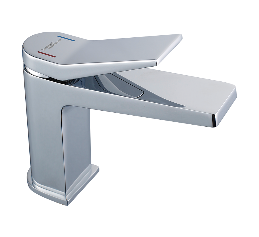 SINGLE LEVER BASIN MIXER - HINDWARE FAUCETS -  ( POLISHED CHROME - EDGE-GEOMETRIC - 0x15 mm - 0inchX0.5inch )