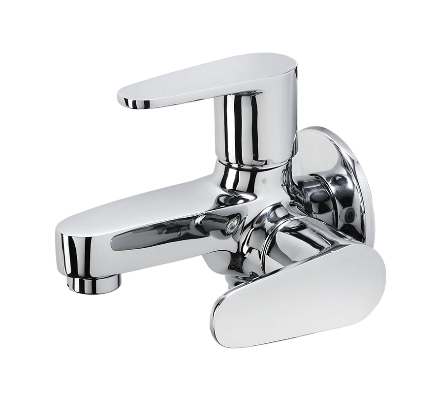 (PRUN) BIB COCK 2 IN 1 WITH WALL FLANGE - HINDWARE FAUCETS -  ( POLISHED CHROME - CORA-URBAN - 0x15 mm - 0inchX0.5inch )