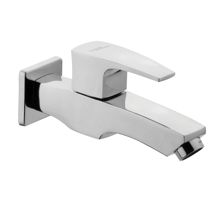 (PRUN) BIB COCK WITH WALL FLANGE - HINDWARE FAUCETS -  ( POLISHED CHROME - AVIOR-GEOMETRIC - 0x15 mm - 0inchX0.5inch )