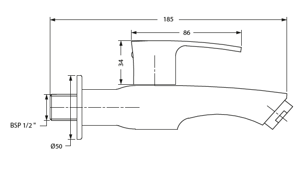 (PRUN) BIB COCK WITH WALL FLANGE - HINDWARE FAUCETS -  ( POLISHED CHROME - AVIOR-GEOMETRIC - 0x15 mm - 0inchX0.5inch )