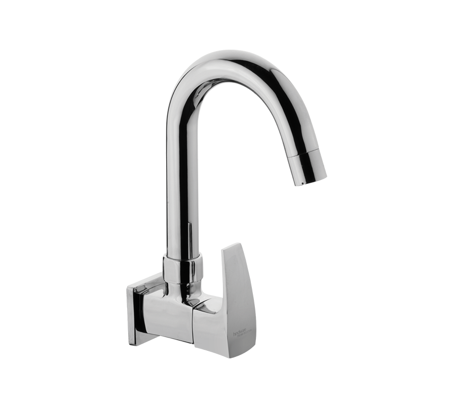 (PRUN)SINK COCK SWIVEL SPOUT-WALL MOUNT - HINDWARE FAUCETS -  ( POLISHED CHROME - AVIOR-GEOMETRIC - 0x15 mm - 0inchX0.5inch )