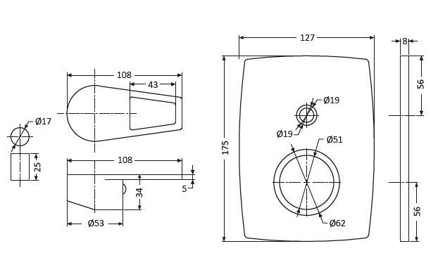 UPPER PARTS - REGULAR DIVERTER-F850090ACP - HINDWARE FAUCETS -  ( POLISHED CHROME - ASPIRO - 0x0 mm - 0inchx0inch )