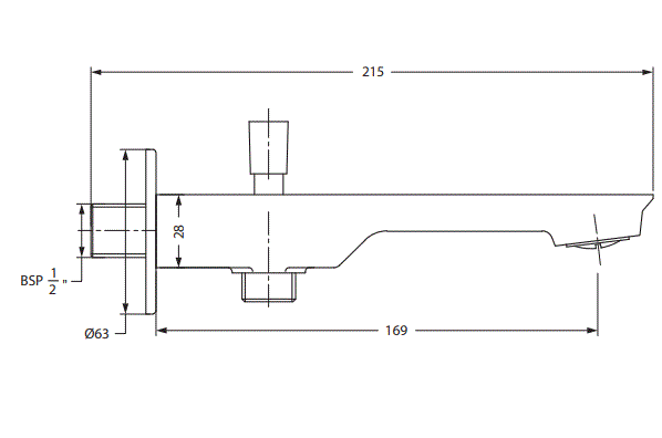 BATH TUB SPOUT WITH TIP-TON - HINDWARE FAUCETS - ( POLISHED CHROME - - 0x15 mm - 0inchX0.5inch )