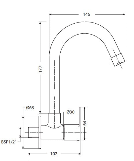 SINK COCK SWIVEL SPOUT-WALL MOUNT - HINDWARE FAUCETS -  ( POLISHED CHROME -  - 0x15 mm - 0inchX0.5inch )