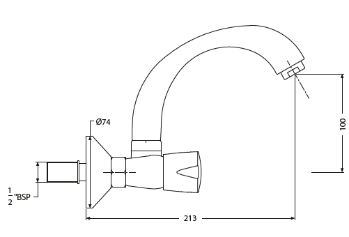 (PRUN)SINK MIXER SWIVEL SPOUT-WALL MOUNT - HINDWARE FAUCETS -  ( POLISHED CHROME - CONTESSA NEO-NEO CLASSIC - 0x15 mm - 0inchX0.5inch )