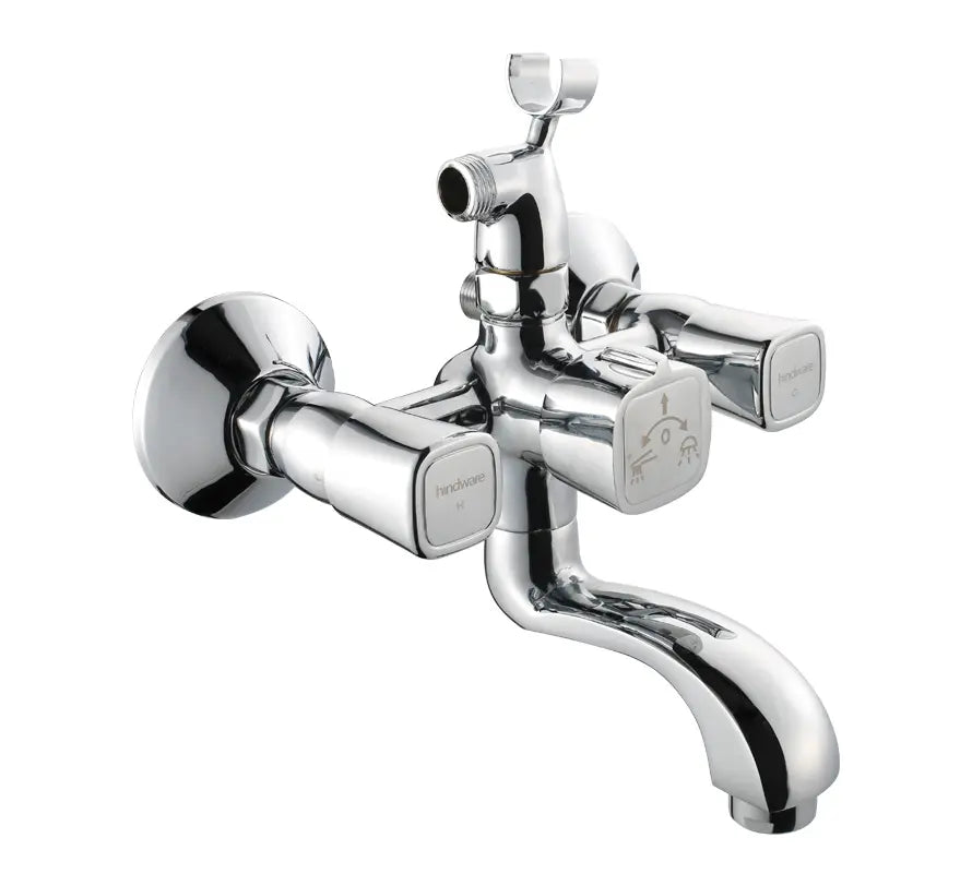 WALL MIXER TELEPHONIC WITH CRUTCH - HINDWARE FAUCETS - ( POLISHED CHROME - DOVE-NEO CLASSIC - 0x15 mm - 0inchX0.5inch )
