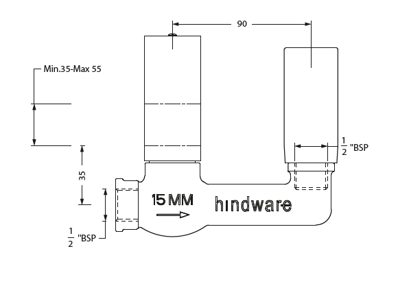 CONC BODY FOR WALL MOUNTED BASIN TAP - HINDWARE FAUCETS -  ( POLISHED CHROME - ADDONS - 0x15 mm - 0inchX0.5inch )