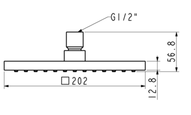 SQ HEAD SHWR W/O ARM WITH AIR TECH 8`` - AMERICAN STANDARD -  ( CHROME - UNIVERSAL - 0x15 mm - 0inchX0.5inch )