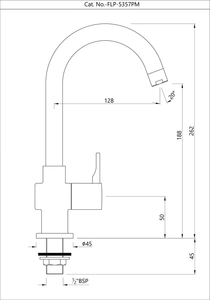 SINK COCK WITH REGULAR SWINGING SPOUT (TABLE MOUNTED MODEL) - JAQUAR FAUCETS - ( CHROME - FLORENTINE PRIME - 0x15 mm - 0inchX0.5inch )