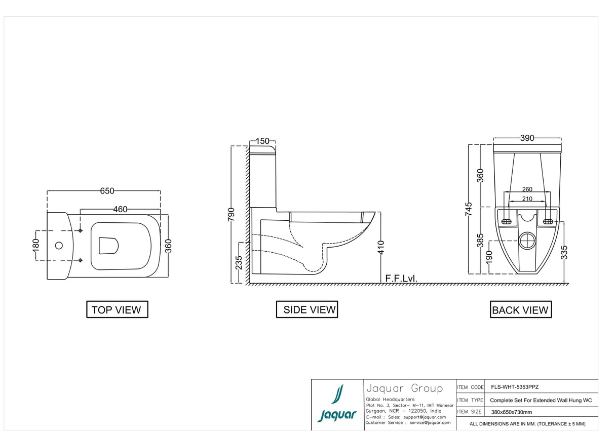 EWC W/M EXTD W/S.C+CIST+FITT(2PC SET) - JAQUAR SWARE - ( WHITE - FLORENTINE - 390x650 mm - 15.6inchx26inch )