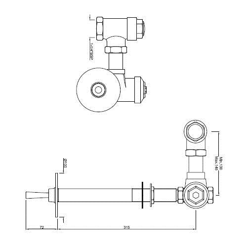 CONCEALED FLUSH VALVE - JAQUAR FAUCETS - ( CHROME - FLUSH VALVE - 0x32 mm - 0inchX1.25inch )