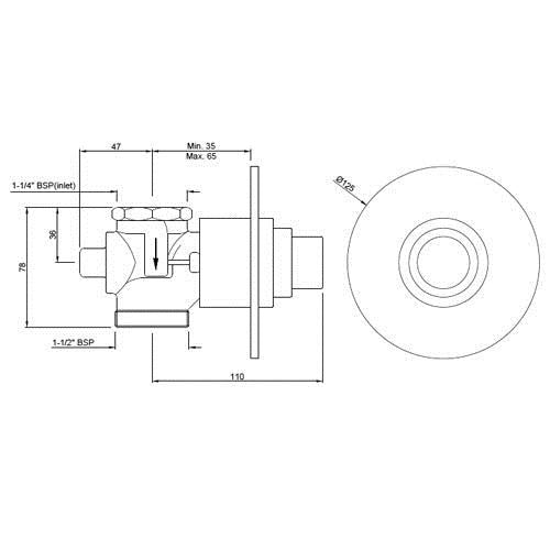 METROPOLE F/VALVE DUAL FLUSH - JAQUAR FAUCETS - ( CHROME - FLUSH VALVE - 0x32 mm - 0inchX1.25inch )