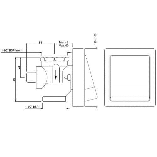 METROPOLE F/VALVE D/FLUSH RECT PLATE - JAQUAR FAUCETS -  ( CHROME - FLUSH VALVE - 0x40 mm - 0inchX1.5inch )