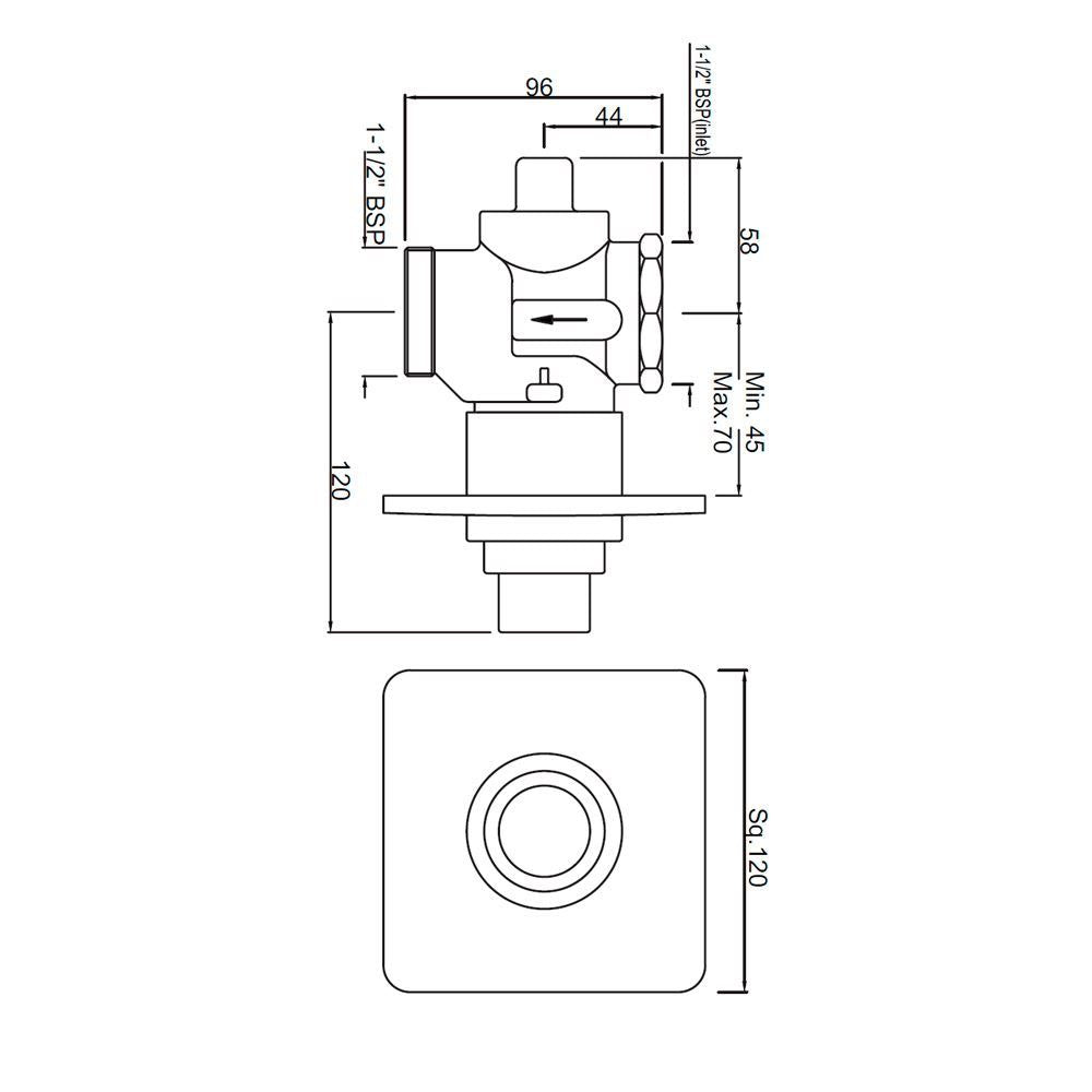 METROPOLE F/VALVE DUAL FLUSH PLATE - JAQUAR FAUCETS - ( GRAPHITE - FLUSH VALVE - 0x40 mm - 0inchX1.5inch )