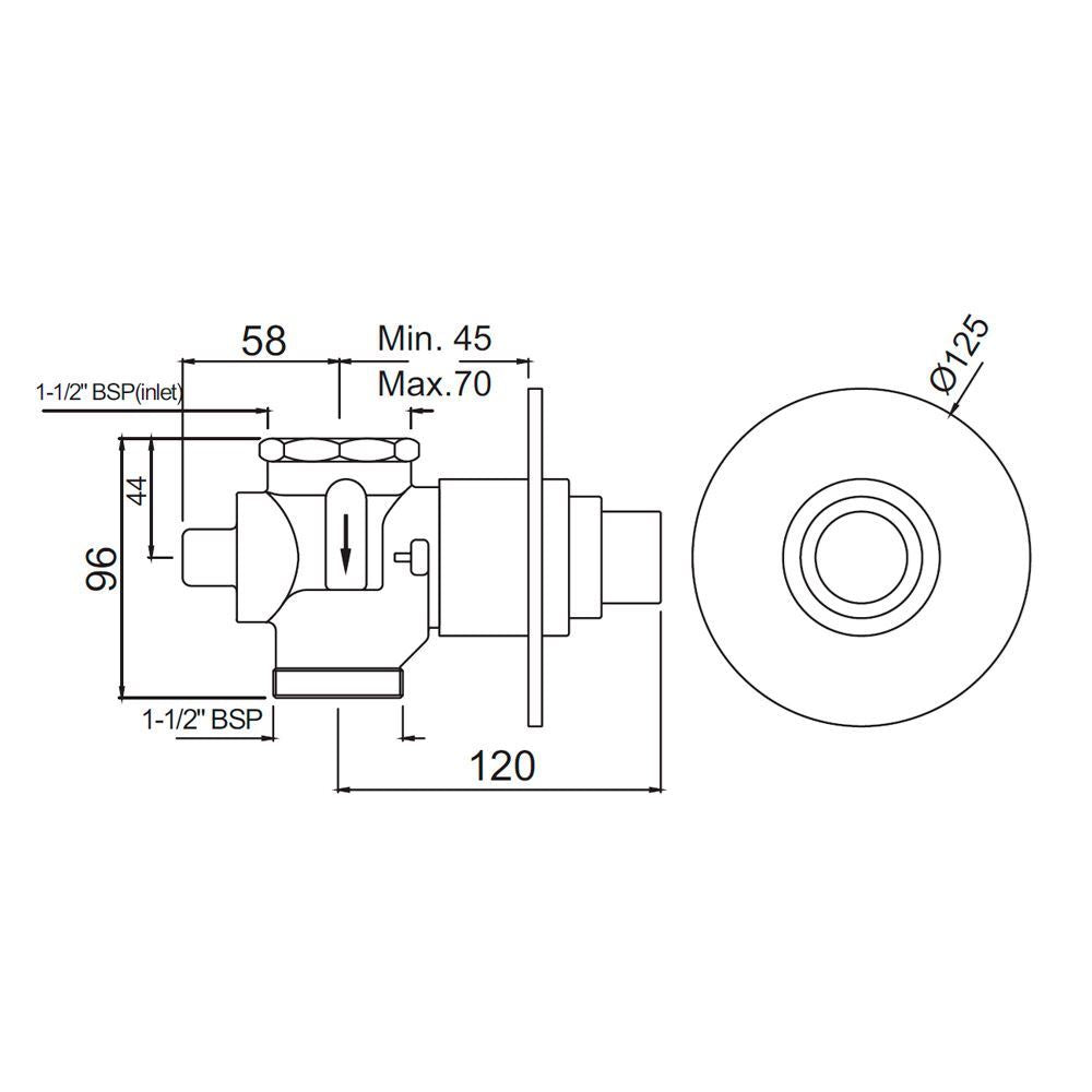 METROPOLE F/VALVE DUAL FLUSH - JAQUAR FAUCETS - ( BLACK MATT - FLUSH VALVE - 0x40 mm - 0inchX1.6inch )