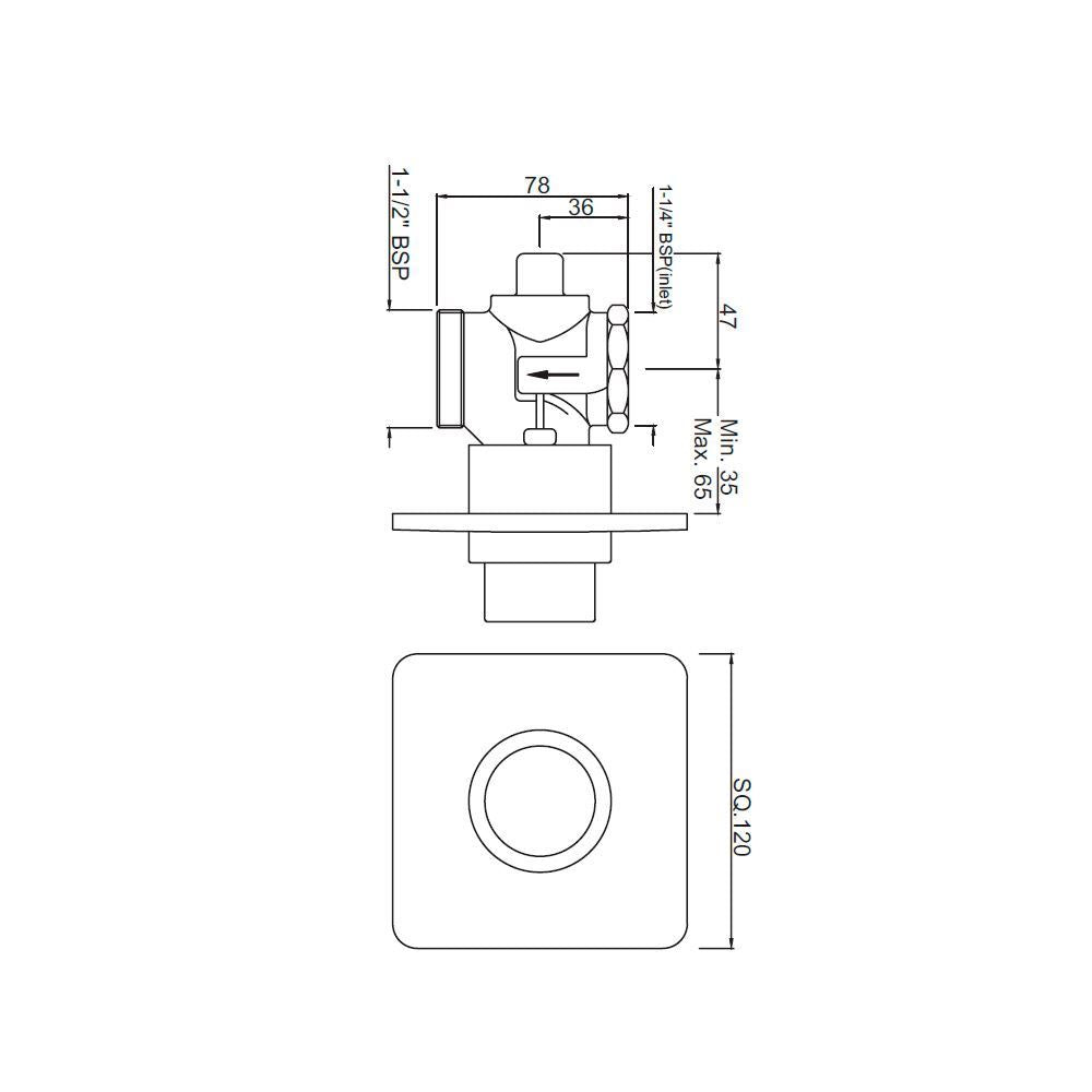 METROPOLE FLUSH VALVE - JAQUAR FAUCETS - ( CHROME - FLUSH VALVE - 0x32 mm - 0inchX1.25inch )