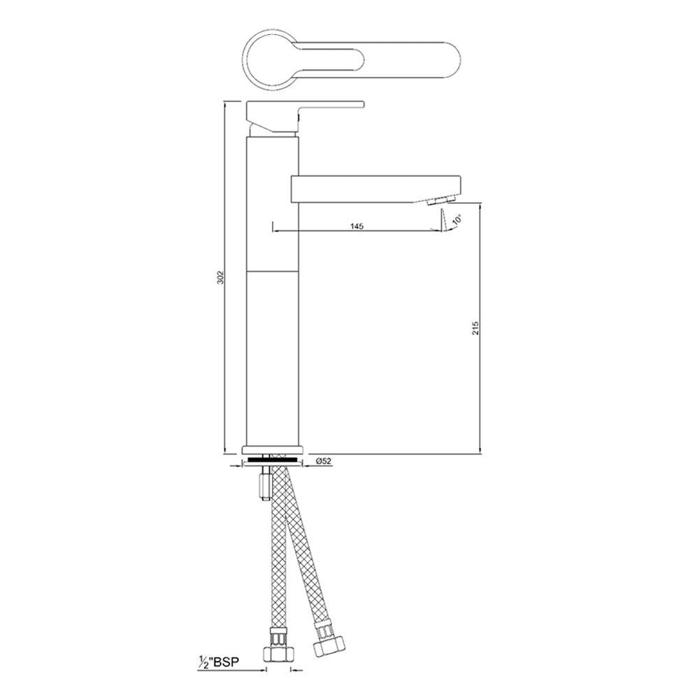 S.L. B/MIXER 150MM EXTD BRAIDED PIPES - JAQUAR FAUCETS - ( CHROME - FUSION - 0x15 mm - 0inchX0.5inch )