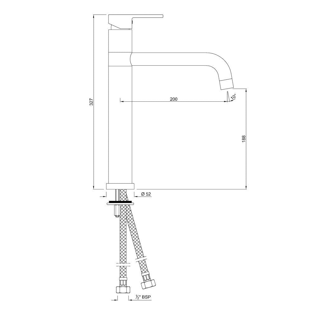 TALL BOY S L BASIN MIXER W/BRAIDED PIPES - JAQUAR FAUCETS - ( CHROME - FUSION - 0x15 mm - 0inchX0.5inch )
