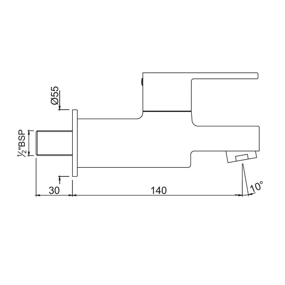 BIB COCK WITH FLANGE - JAQUAR FAUCETS -  ( CHROME - FUSION - 0x15 mm - 0inchX0.5inch )