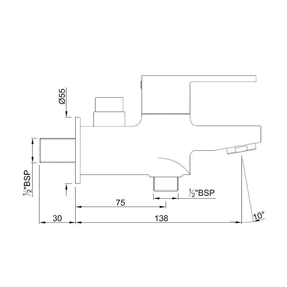 BIB COCK  2-WAY WITH FLANGE - JAQUAR FAUCETS -  ( CHROME - FUSION - 0x15 mm - 0inchX0.5inch )