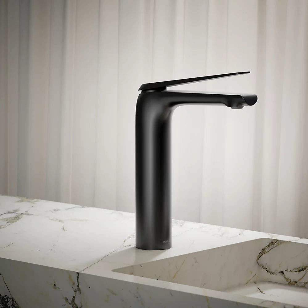 AVID TALL SINGLE HANDLE FAUCET W/PIPES - KOHLER LUXURY - ( BLACK MATT - LUXURY - 0x15 mm - 0inchX0.5inch )