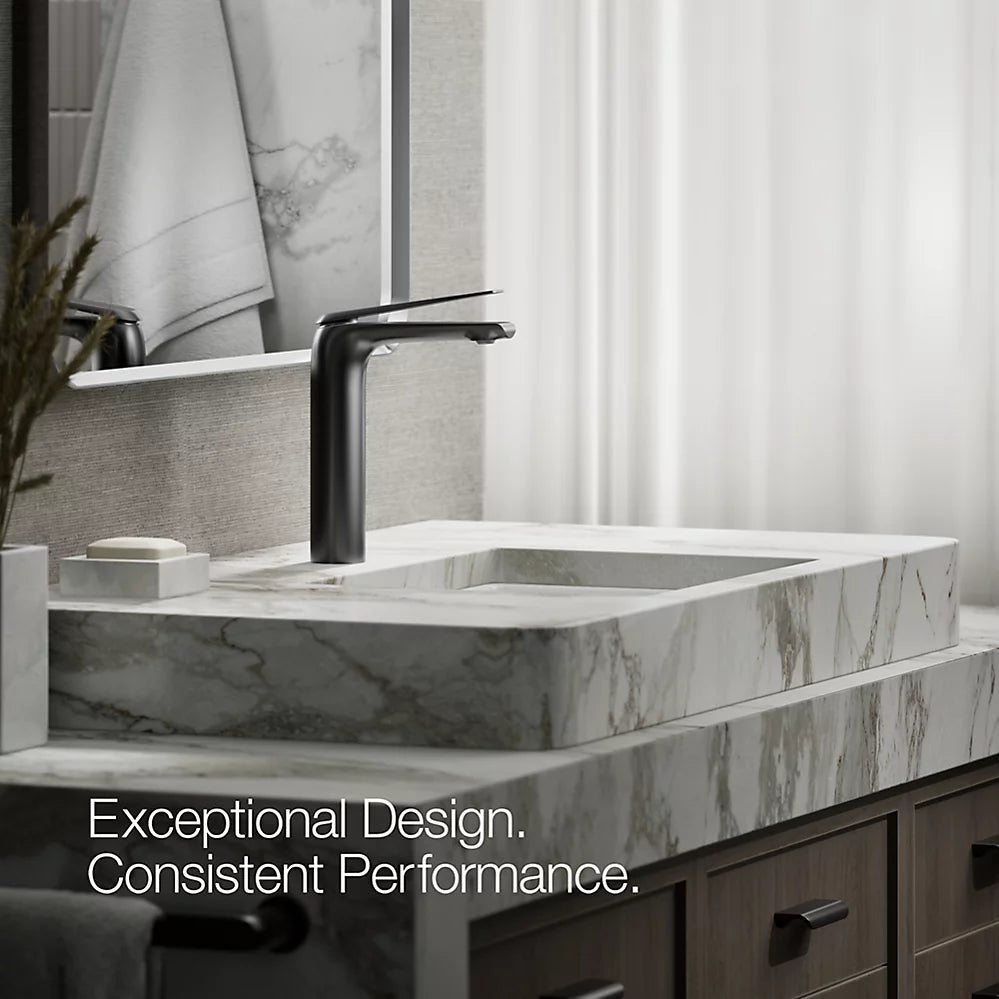 AVID TALL SINGLE HANDLE FAUCET W/PIPES - KOHLER LUXURY - ( BLACK MATT - LUXURY - 0x15 mm - 0inchX0.5inch )