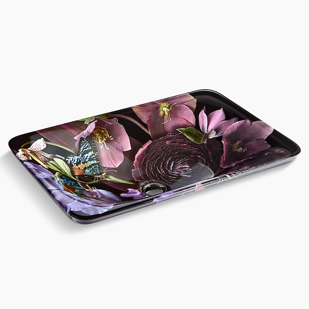 DUTCHMASTER MIDNIGHT FLORAL RECTANGULAR DROP IN BATHROOM SINK, NO OVERFLOW - KOHLER LUXURY - ( MIDNIGHT FLORAL - LUXURY - 0x0 mm - 0inchx0inch )