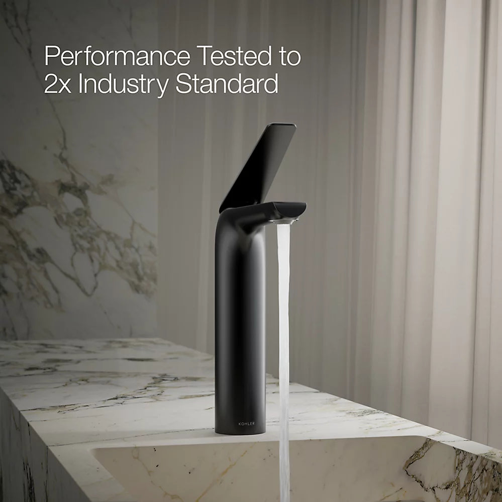 AVID TALL SINGLE HANDLE FAUCET W/PIPES - KOHLER LUXURY - ( BLACK MATT - LUXURY - 0x15 mm - 0inchX0.5inch )