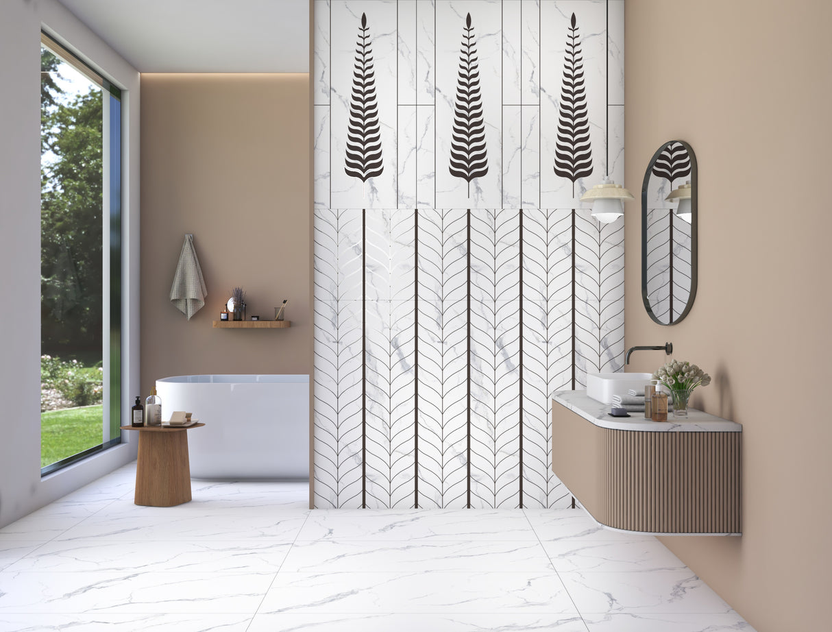 FLOREST WHITE DECOR 2 HL - INDIAN TILES - ( - CRIST DECOR - 1200x600 mm - 48inchX24inch)