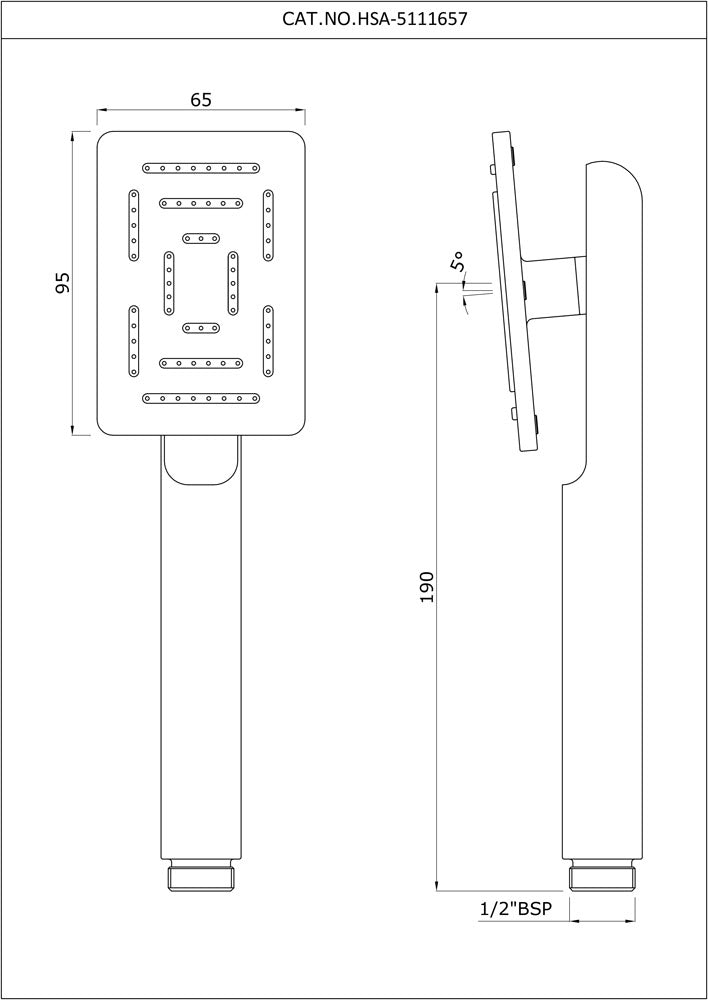 MAZE HAND SHOWER 65X95MM RECTANGULAR - ARTIZE FAUCET -  ( CHROME - HAND SHOWER - 0x15 mm - 0 inchX0.5inch )