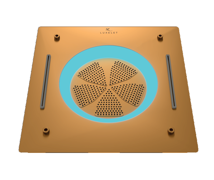 HYDRA LED CEILING SHOWER 3 FLOW WITH INST KIT - LUXELET - ( BRUSHED BRONZE - TIBO - 550x500 mm - 22inchX20inch )