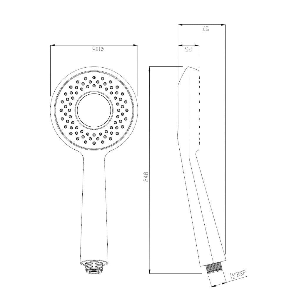 ROUND 105MM W/O TUBE & HOOK - JAQUAR FAUCETS - ( CHROME - HAND SHOWER - 105x15 mm - 4inchX0.5inch )