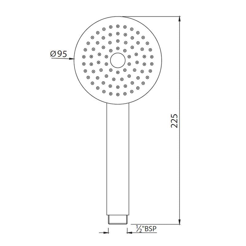 ROUND S.FLOW W/O TUBE & HOOK - JAQUAR FAUCETS -  ( CHROME - HAND SHOWER - 15x100 mm - 0.5inchX4inch )