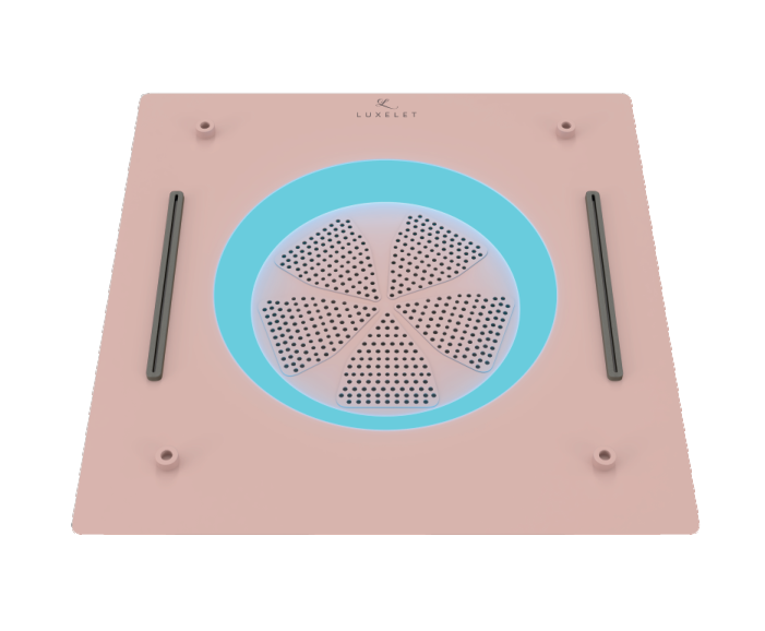 HYDRA LED CEILING SHOWER 3 FLOW WITH INST KIT - LUXELET - ( FLAMIGO PINK - TIBO - 550x500 mm - 22inchX20inch )