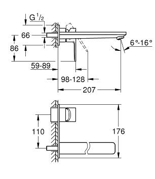 LINEARE 2-HOLE WALL-MOUNT BASIN MIXER, L SIZE - GROHE - ( COOL SUNRISE - G5 - LINEARE - 0x10 mm - 0inchX0.38inch )
