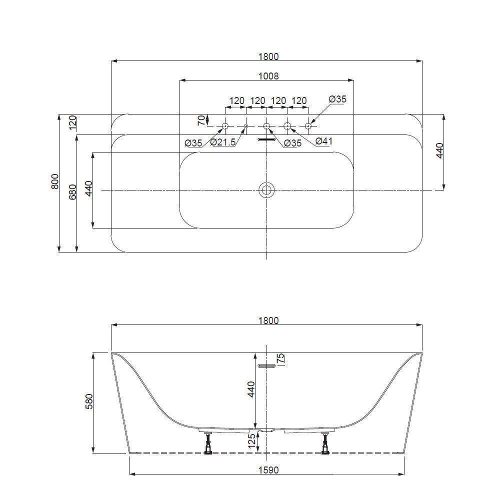 FREE STANDING BATH TUB W/WASTE & OVRFLOW - JAQUAR WELLNESS - ( WHITE - JULIA - 1800x800 mm - 72inchX32inch )