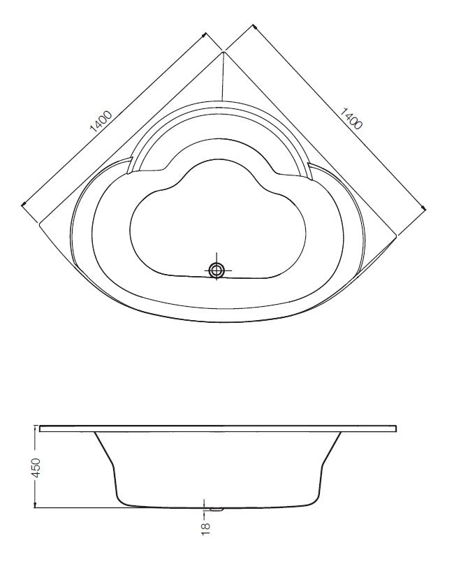 BATH TUB W/POWDER COATED FRAME - JAQUAR WELLNESS - ( WHITE - FUSION - 1400x1400 mm - 56inchX56inch )