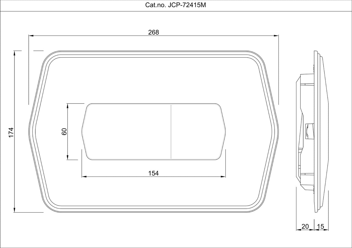 CONTROL PLATE QUEENS PRIME - JAQUAR CISTERN -  ( CHROME - D-ARC - 268x174 mm - 10.72inchx6.96inch )