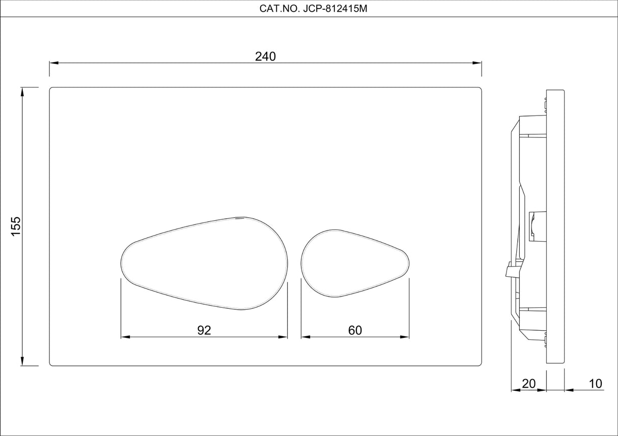 CONTROL PLATE - JAQUAR CISTERN -  ( CHROME - VIGNETTE PRIME - 240x155 mm - 9.6inchx6.2inch )