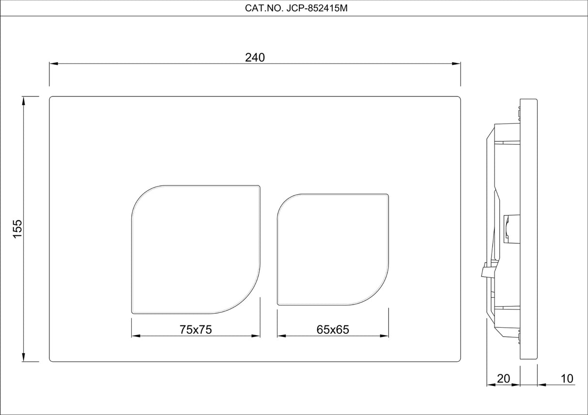 CONTROL PLATE - JAQUAR CISTERN -  ( CHROME - ALIVE - 240x155 mm - 9.6inchx6.2inch )