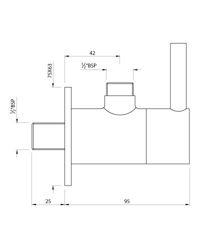 ANGLE COCK W/FLANGE - ARTIZE FAUCET -  ( CHROME - KAVALIER - 0x15 mm - 0inchX0.5inch )