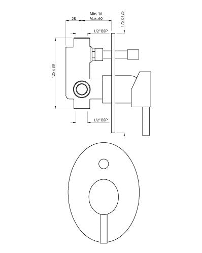 SL CONC.DIVERTOR W/BUTTON ON TOP - ARTIZE FAUCET -  ( CHROME - KAVALIER - 0x15 mm - 0inchX0.5inch )