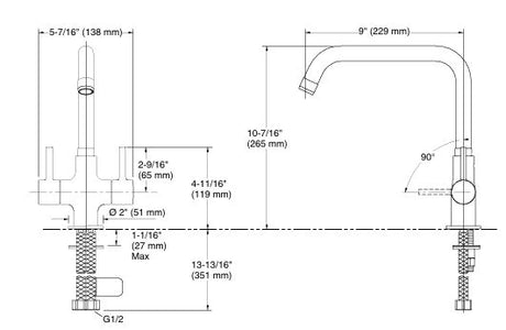 CUFF 2HANDLEDM KITCHEN MIXER - KOHLER PREMIUM -  ( POLISHED CHROME - PREMIUM - 0x15 mm - 0inchX0.6inch )