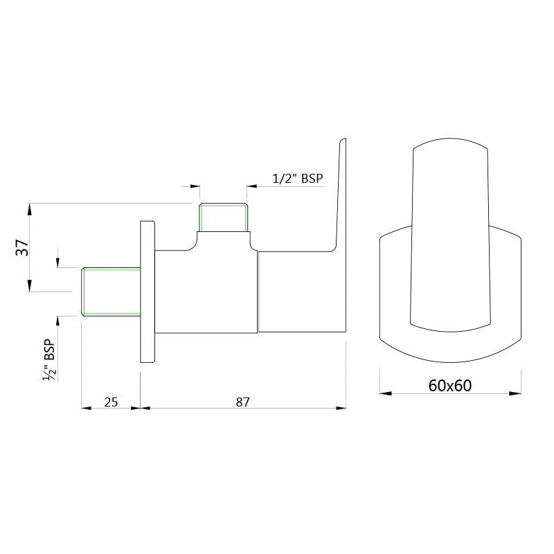 ANGULAR STOP COCK WITH WALL FLANGE - JAQUAR FAUCETS -  ( BLUSH GOLD PVD - KUBIX PRIME - 0x15 mm - 0inchX0.5inch )