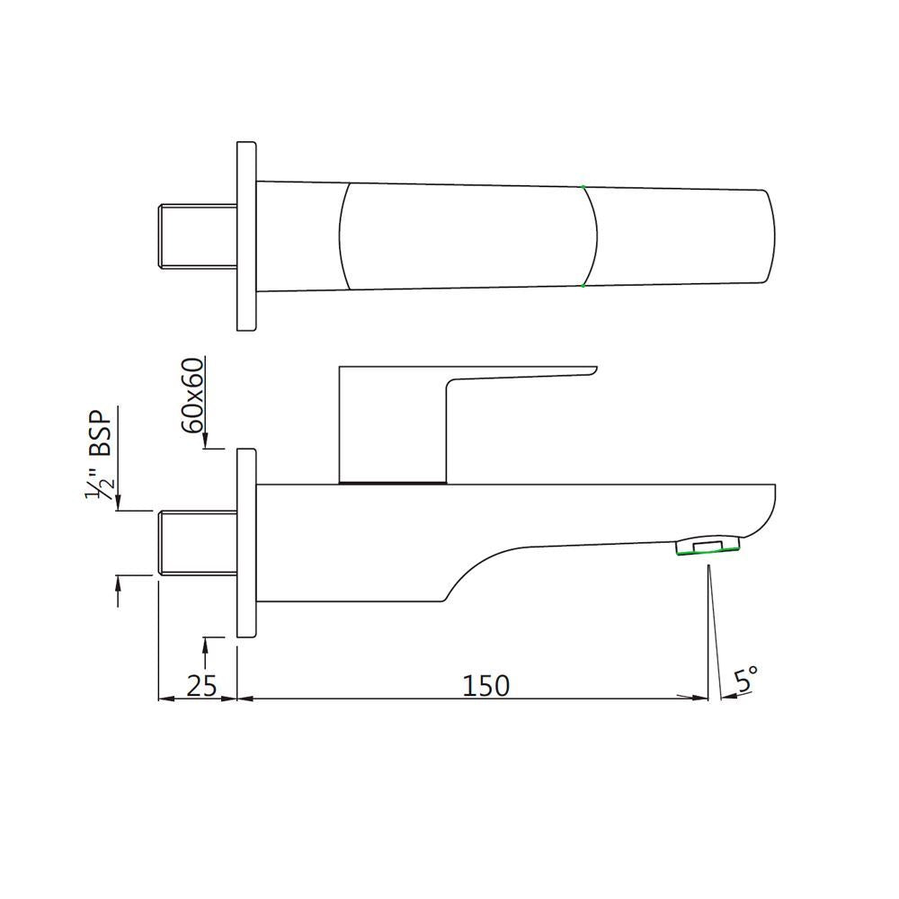 BIB COCK WITH FLANGE - JAQUAR FAUCETS -  ( CHROME - KUBIX PRIME - 0x15 mm - 0inchX0.5inch )