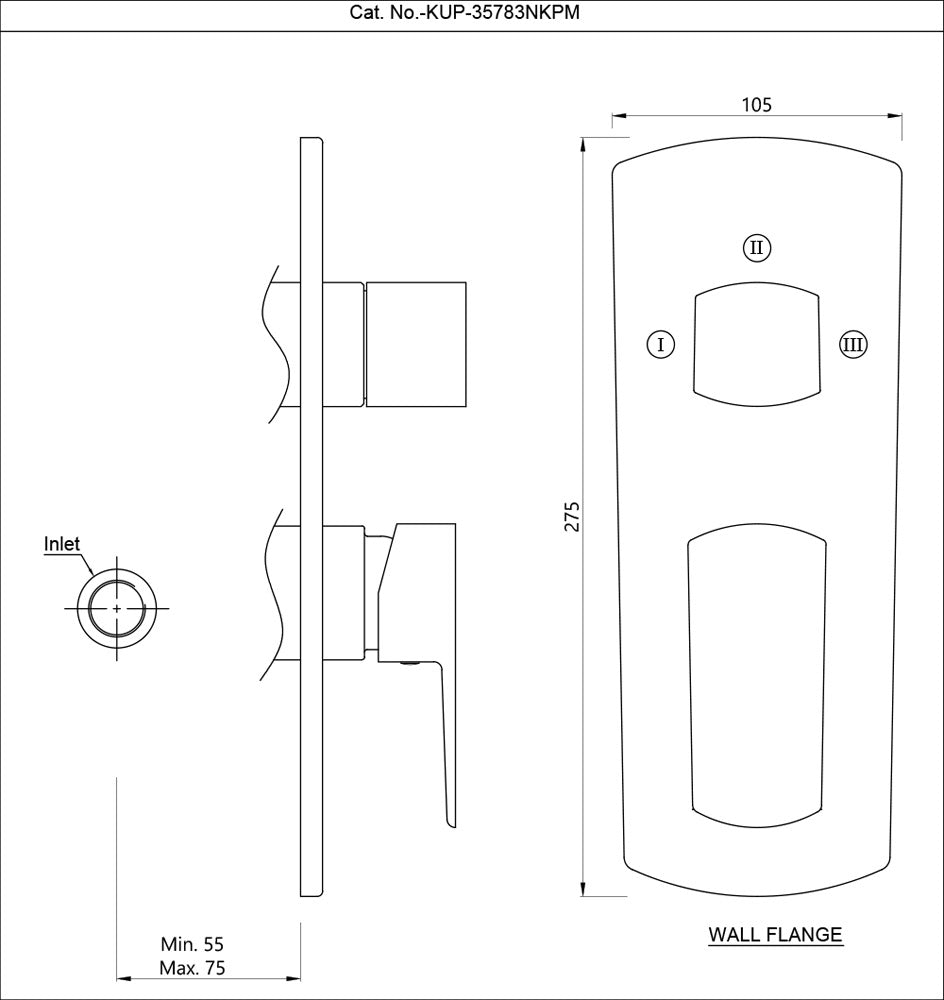 AQUAMAX EXPOSED PART KIT OF SINGLE LEVER SHOWER MIXER WITH 3-WAY DIVERTER AND SLEEVE (COMPATIBLE WITH ALD-783N) - JAQUAR FAUCETS - ( STAINLESS STEEL - KUBIX PRIME - 0x15 mm - 0inchX0.5inch )